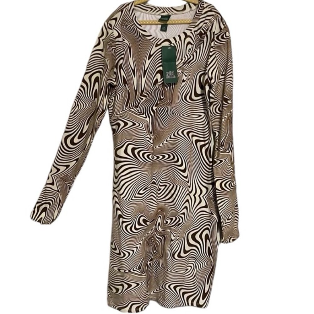 Wild fable bodycon dress long sleeve brown stripe size XS NEW